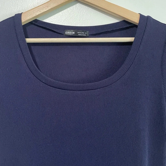 Shein Women’s Navy Blue Drawstring Ruched Side Scoop Neck Dress - Medium - Picture 7 of 10